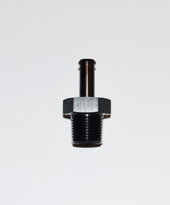 1/2 NPT Gevind - 3/8" ( 9,53mm ) Slangestuds 0° Sort"