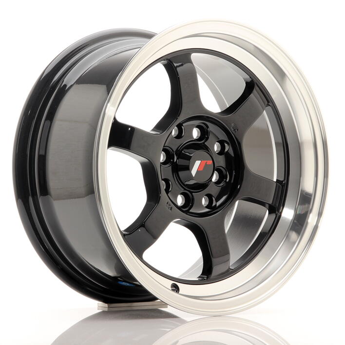 JR Wheels JR12 15x7,5 ET26 4x100/114 Gloss Black w/Machined Lip