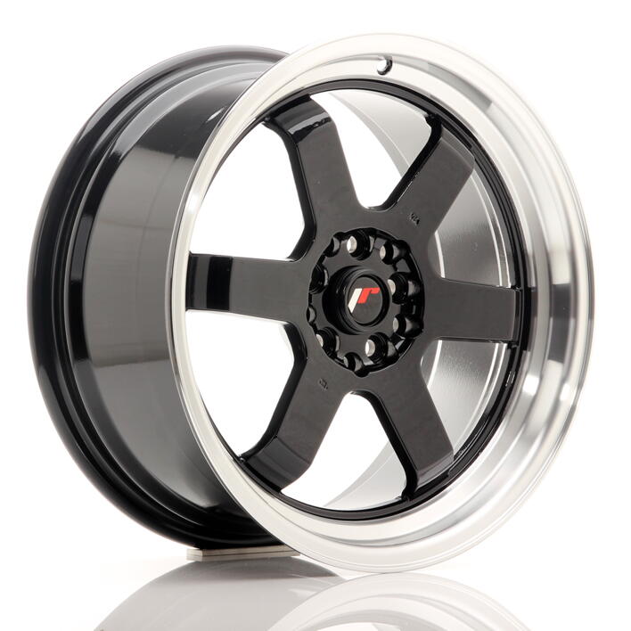 JR Wheels JR12 17x8 ET33 5x100/114 Gloss Black w/Machined Lip