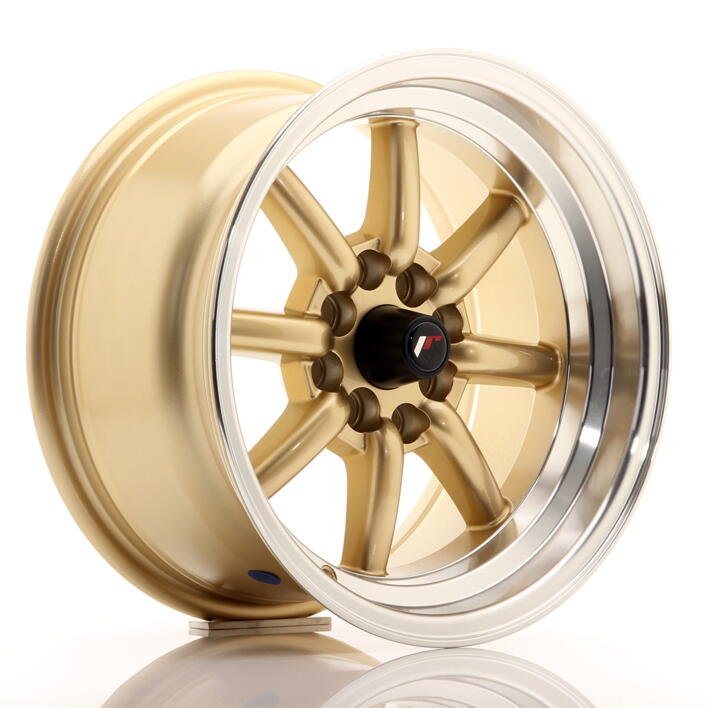 JR Wheels JR19 15x8 ET0 4x100/114 Gold w/Machined Lip