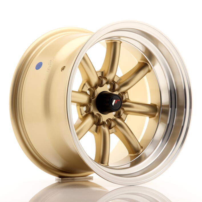 JR Wheels JR19 15x9 ET-13 4x100/114 Gold w/Machined Lip