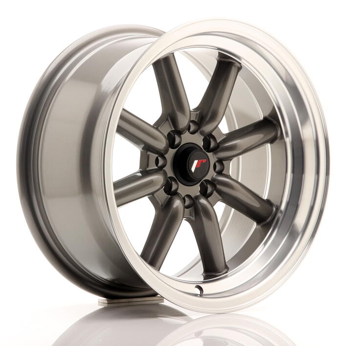 JR Wheels JR19 16x8 ET0 4x100/114 Gun Metal w/Machined Lip