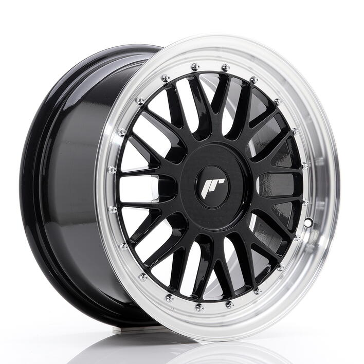 JR Wheels JR23 17x8 ET20-45 BLANK Gloss Black w/Machined Lip