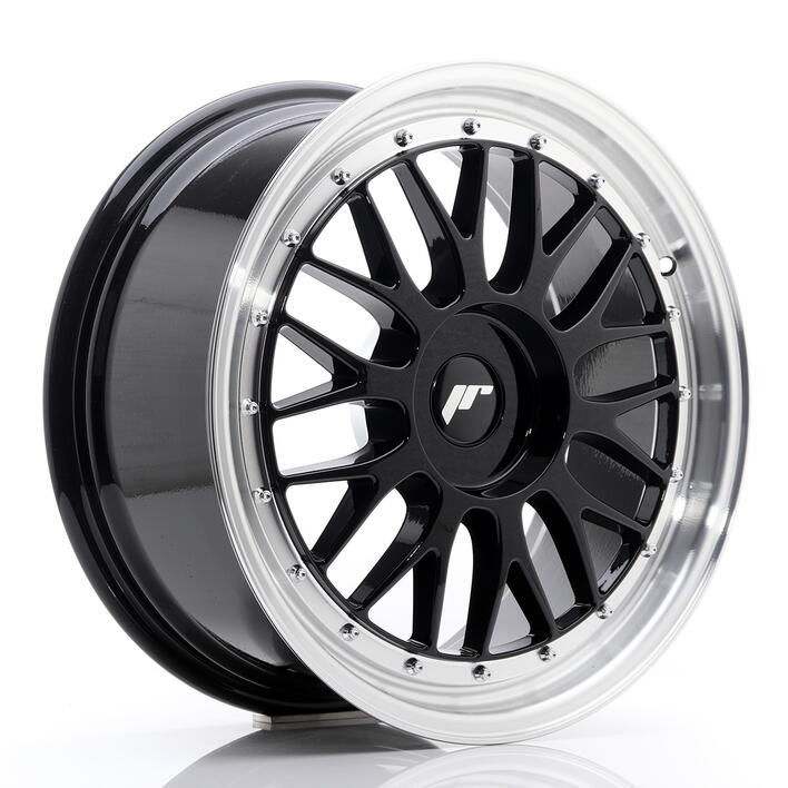 JR Wheels JR23 18x8 ET30-45 BLANK Glossy Black w/Machined Lip