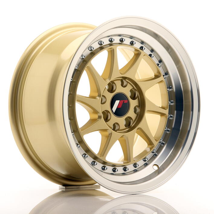 JR Wheels JR26 15x8 ET25 4x100/108 Gold w/Machined Lip