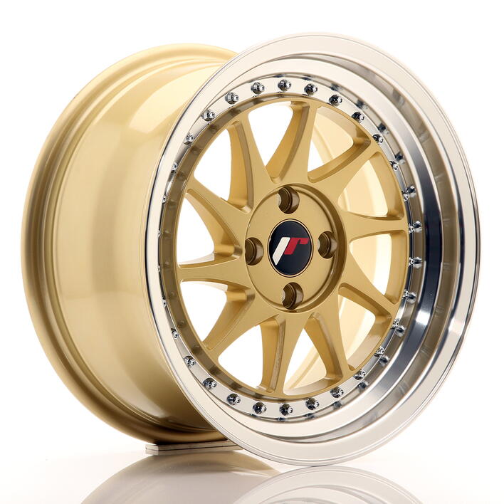 JR Wheels JR26 16x8 ET30 4x100 Gold w/Machined Lip