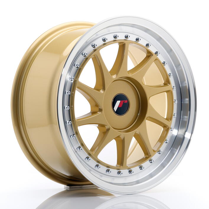 JR Wheels JR26 17x8 ET35 BLANK Gold w/Machined Lip