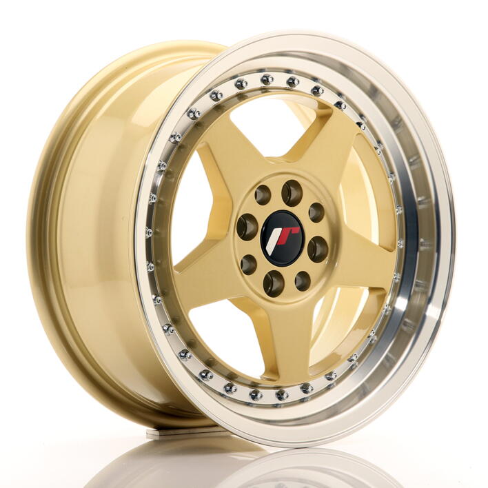 JR Wheels JR6 16x7 ET35 4x100/114 Gold w/Machined Lip