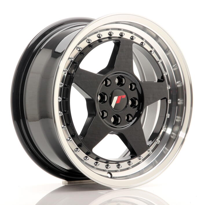 JR Wheels JR6 16x7 ET25 4x100/108 Gloss Black w/Machined