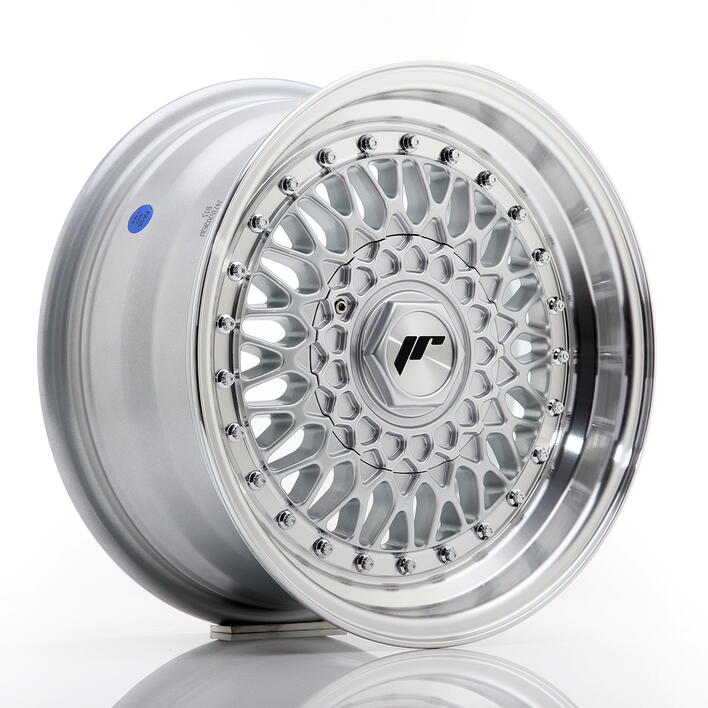 JR Wheels JR9 15x7 ET20 4x100/108 Silver w/Machined Lip+Silver Rivets