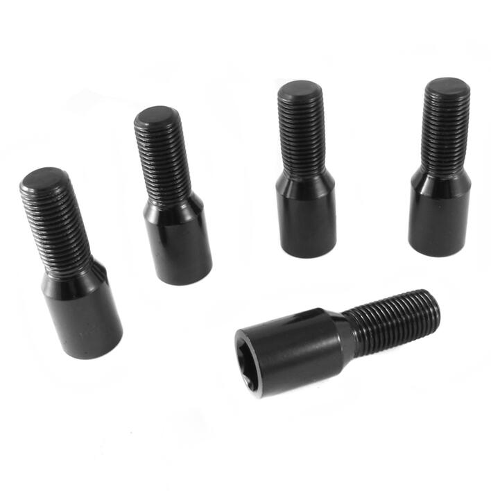 Set of 20 Short BLACK star bolts 14x1,25 + Key