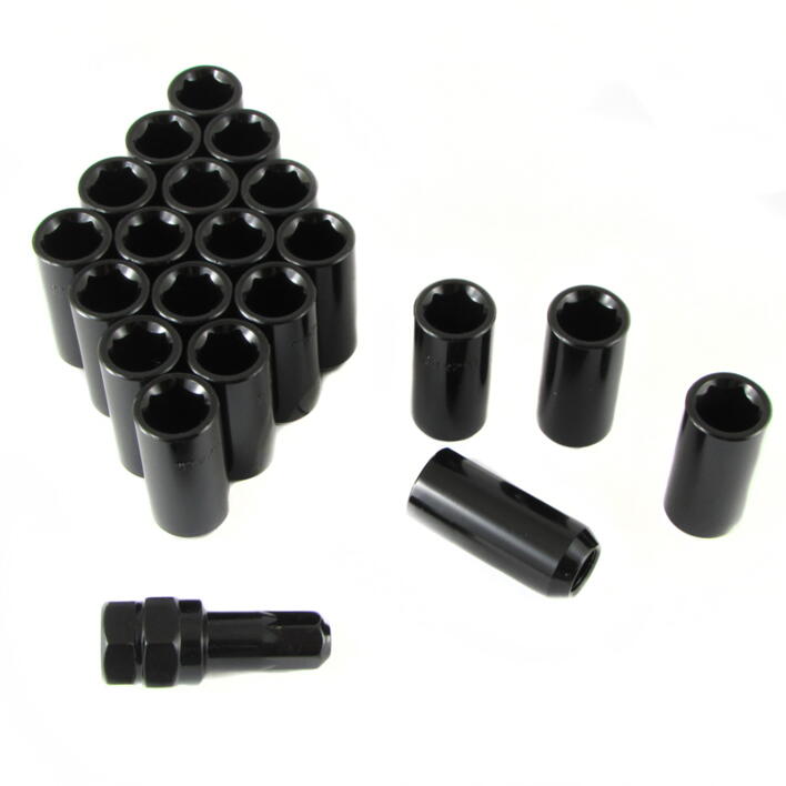 Set of BLACK LONG imbus lug nuts 12x1,25 + Key